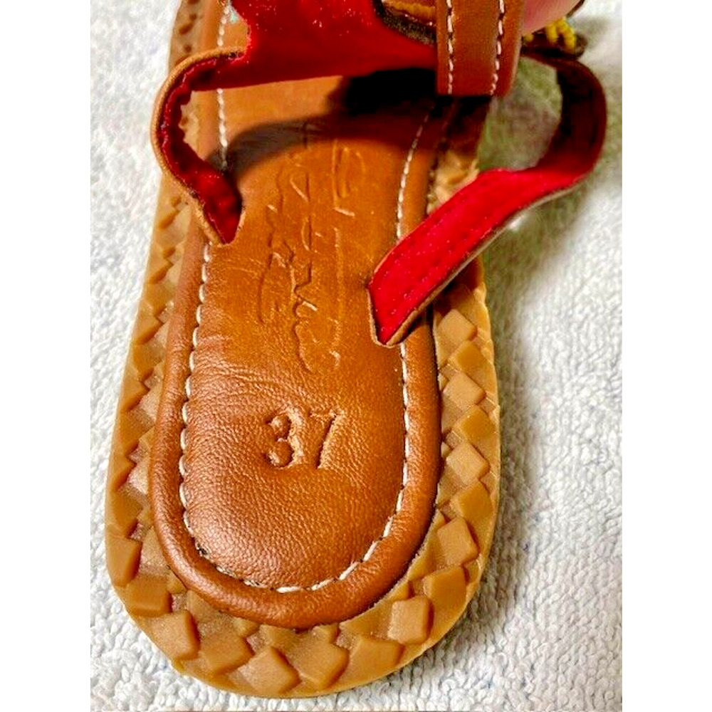 Maasai Sandals Handcrafted in Africa Beaded Leather Womens US 6.5 EU Size 37 - Picture 5 of 6